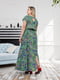 Сукня вільного силуету максі зелена з принтом | 6861457 | фото 6