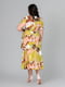Сукня А-силуету гірчичного кольору з принтом та поясом | 6861801 | фото 4