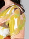 Сукня А-силуету гірчичного кольору з принтом та поясом | 6861801 | фото 7