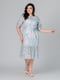 Хлопковое платье А-силуэта цвета полыни с принтом | 6861802 | фото 3