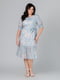 Бавовняна сукня А-силуету кольору полину з принтом | 6861802 | фото 4