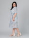 Хлопковое платье А-силуэта цвета полыни с принтом | 6861802 | фото 5