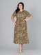 Легка сукня А-силуету оливкового кольору з принтом | 6861811