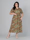 Легкое платье А-силуэта оливкового цвета с принтом | 6861811 | фото 3