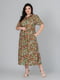 Легкое платье А-силуэта оливкового цвета с принтом | 6861811 | фото 4