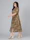 Легкое платье А-силуэта оливкового цвета с принтом | 6861811 | фото 5