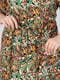 Легкое платье А-силуэта оливкового цвета с принтом | 6861811 | фото 7