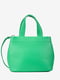 Зелена шкіряна сумка-тоут середнього розміру | 6861918 | фото 2
