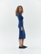 Приталенное платье с длинным рукавом синее | 6862833 | фото 3