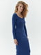 Приталенное платье с длинным рукавом синее | 6862833 | фото 4