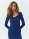 Приталенное платье с длинным рукавом синее | 6862833 | фото 6