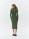 Приталенное платье с длинным рукавом оливковое | 6862834 | фото 3