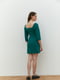 Приталенное платье  мини с застежкой на пуговицы зеленое | 6862888 | фото 4