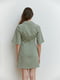 Напівприталена сукня-міні з V-подібним вирізом оливкова | 6862894 | фото 4