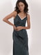 Шелковое платье-миди в бельевом стиле зеленое | 6862899