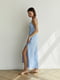 Шовкова сукня-міді у білизняному стилі блакитна | 6862900 | фото 3