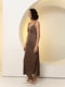 Шовкова сукня-міді в білизняному стилі шоколадне | 6862902 | фото 2