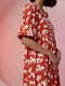 Міді сукня з круглим вирізом та об'ємним рукавом червона | 6862915 | фото 6
