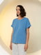 Свободная футболка с круглой горловиной синяя | 6862918 | фото 2