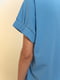 Свободная футболка с круглой горловиной синяя | 6862918 | фото 5