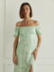 Приталенное платье с эластичной спинкой зеленое | 6862922 | фото 2