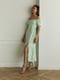 Приталена сукня з еластичною спинкою зелена | 6862922