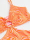 Суцільний помаранчевий купальник у смужку із вирізом у формі серця | 6863880 | фото 2