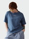 Синяя оверсайз футболка с принтом | 6864426 | фото 3