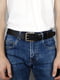 Чорний шкіряний ремінь в джинси із двома язичками | 6864556 | фото 2