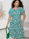 Сукня зелена в квітковий принт з вшитим текстильним поясом | 6864680 | фото 2