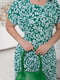 Сукня зелена в квітковий принт з вшитим текстильним поясом | 6864680 | фото 3