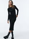 Трикотажна чорна сукня-футляр довжини міді | 6864731