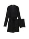 Домашний черный комплект: легкий халат, топ и шорты | 6865085 | фото 3
