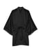Черный легкий халат с кружевной отделкой | 6865206 | фото 3
