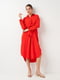 Червона сукня на ґудзиках спереду та з кокеткою зі складкою ззаду | 6865349