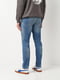 Синие джинсы из стираного денима с потертыми деталями и стандартной талией | 6865368 | фото 3