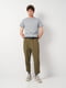 Укороченные  брюки цвета хаки с прорезными карманами | 6865414 | фото 2