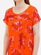 Віскозна помаранчева футболка з принтом | 6865584 | фото 3