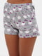 Бавовняна пурпурово-сіра піжама з принтом: футболка та шорти | 6865587 | фото 4