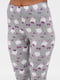 Бавовняна пурпурово-сіра піжама з принтом: футболка та бриджі | 6865588 | фото 3