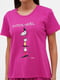Бавовняна малинова піжама з принтом: футболка та бриджі | 6865589 | фото 3