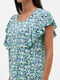 Віскозна зелено-синя сукня з принтом та воланами | 6865579 | фото 3