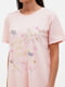Світло-рожева нічна сорочка з принтом та маскою для сну | 6865570 | фото 3