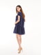 Темно-синя сукня для вагітних з воланом та ажурною вставкою | 6865638 | фото 4