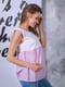Біло-рожева вільного крою блузка  з перфорацією для вагітних | 6865662 | фото 2