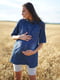 Джинсова синя сорочка з рукавами 3/4 для вагітних | 6865669 | фото 3