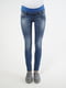 Сині джинси-скінні для вагітних з широкою бандажною резинкою під животик | 6865696