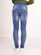 Сині джинси-скінні для вагітних із потертостями та манжетами | 6865698 | фото 4