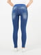 Сині джинси для вагітних із потертостями та бандажною резинкою  | 6865702 | фото 5