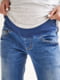 Сині джинси для вагітних фасону boyfriend з широкою трикотажною резинкою на живіт | 6865714 | фото 4